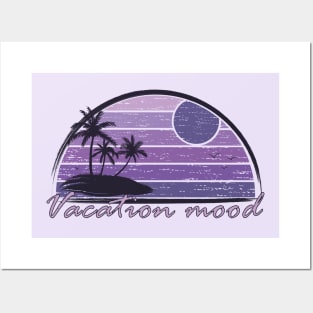 Vintage tropical vacation mood in purple Posters and Art